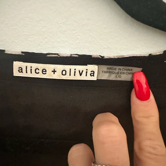 Alice + Olivia Black and Cream Floral Blouse - Picture 3 of 9